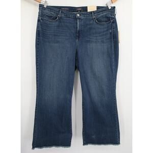 NYDJ Teresa Wide Leg Ankle Jeans Blue High Rise Frayed Hem Plus Size 22W NWT